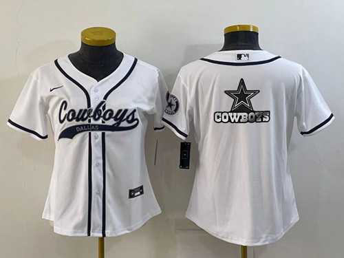 Youth Dallas Cowboys White Team Big Logo With Patch Cool Base Stitched Baseball Jersey